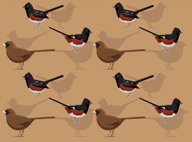 Bird Towhee Cute Seamless Wallpaper Background clipart