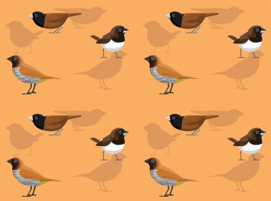Bird Munia Cute Seamless Wallpaper Background clipart