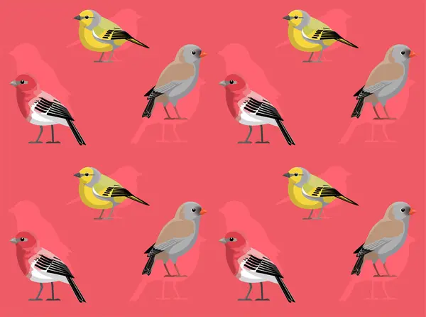 stock vector Bird Rosefinch Citril Finch Cute Seamless Wallpaper Background