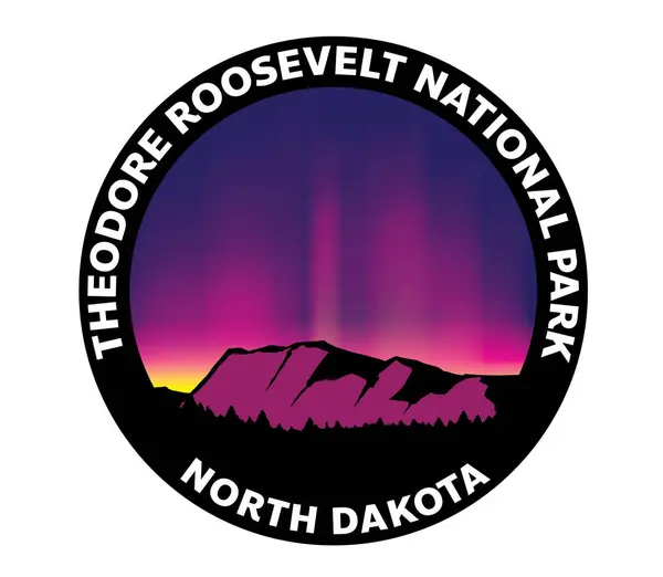 Theodore Roosevelt National Park North Dakota Northern Lights Aurora Borealis ภาพเวกเตอร์สต็อกที่ปลอดค่าลิขสิทธิ์
