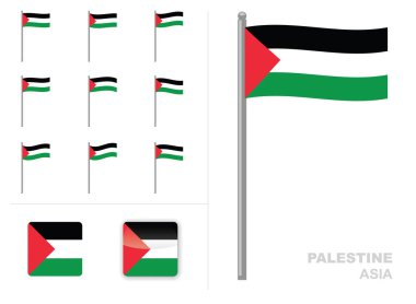 Filistin Bayrak Ülke Sallama Animasyon Uygulaması Simge Vektörü