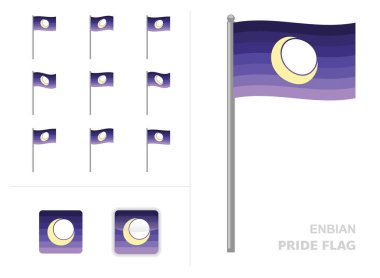 Enbian Non-Binary Pride Flag Waving Animation App Icon Vector clipart