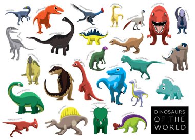 Dünya Seti Vektör Karakterinin Dinozorları
