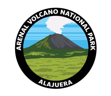 ARENAL VOLCANO Ulusal Parkı Alajuera Kosta Rika Vektör Logosu