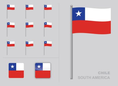 Şili Bayrağı Ülke Dalgalandırma Animasyon Uygulaması Simge Vektörü