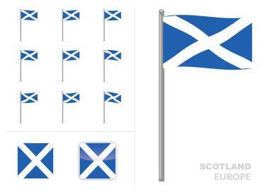 Scotland Flag Ülke Sallama Canlandırma Uygulaması Simge Vektörü