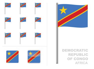 Democratic Republic of Congo Flag Country Waving Animation App Icon Vector clipart