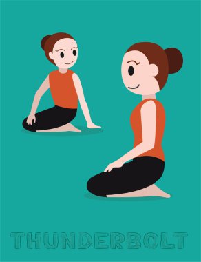 Yoga Thunderbolt Vajrasana Çizgi Film Vektör İllüstrasyonu