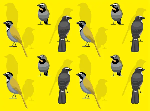 stock vector Bird Saltator Cartoon Cute Seamless Wallpaper Background