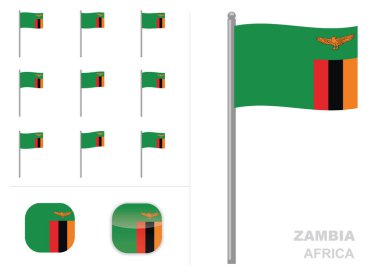 Zambiya Bayrağı Ülke Dalgalandırma Animasyon Uygulaması Simge Vektörü