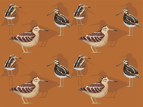 stock vector Bird Snipe Woodcock Cartoon Cute Seamless Wallpaper Background