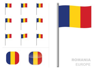 Romanya Bayrak Ülke Sallama Canlandırma Uygulaması Simge Vektörü