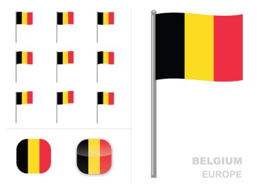 Belçika Bayrak Ülke Sallama Animasyon Uygulaması Simge Vektörü