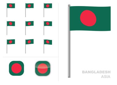 Bangladeş Bayrak Ülke Sallama Animasyon Uygulaması Simge Vektörü