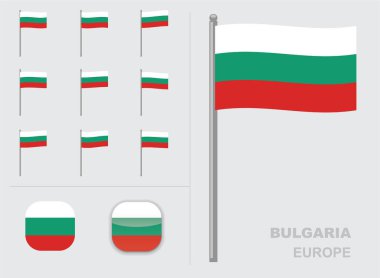 Bulgaristan Avrupa Bayrağı Ülkesi Canlandırma Uygulaması Simge Vektörü
