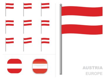 Avusturya Bayrak Ülke Sallama Canlandırma Uygulaması Simge Vektörü