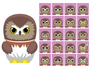 Testere Bayırı Baykuş Çizgi Filmi Duyguları Vektör İllüzyonuyla Karşı karşıya