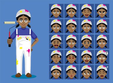 Ressam Siyah Kız Çizgi Film Karakteri Duyguları