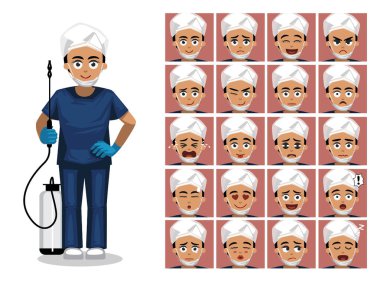 Pest Controller Cartoon Character Emotions clipart