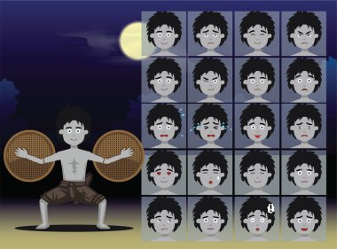 Tayland Hayaleti Krahang Karikatür Duyguları Vektör İllüzyonuna Karşı