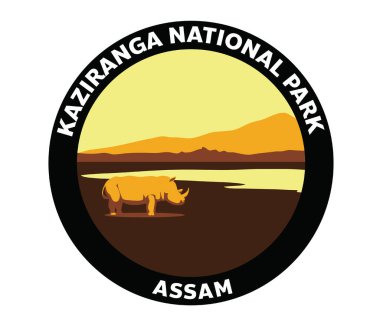 Kaziranga Ulusal Park Assam Vektör Logosu
