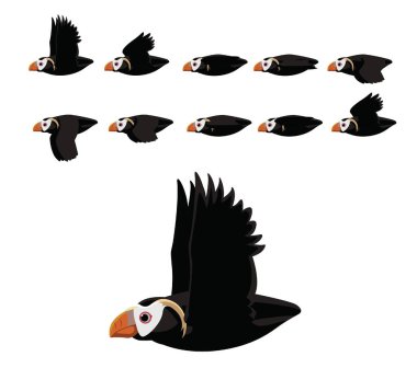 Tomurcuk Uçan Hareket Animasyon Dizisi Çizgi Film Vektör İllüstrasyonu