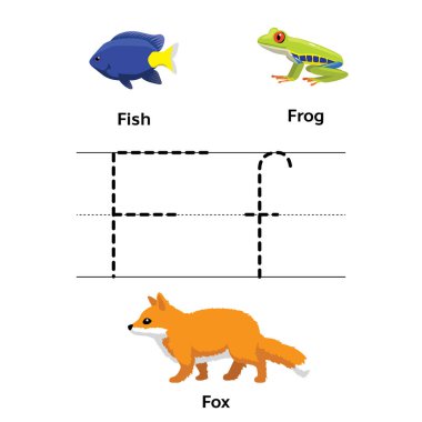 F Alfabesi İngilizce Harf İzleme Öğrenme Vektörü Anaokulu