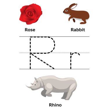 R Alfabesi İngilizce Harf İzleme Öğrenme Vektörü Anaokulu