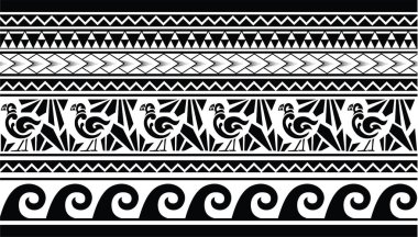 Maori Polinezya Yerli Desen Arkaplan Duvar Kağıdı Sancak Dikey Tekstil Vektörü Takahe