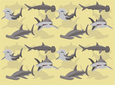 Köpekbalığı Büyük Çekiç Başlı Sevimli Çizgi Film Karakteri Kusursuz Duvar Kağıdı Arkaplanı