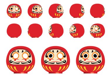 Daruma Bebek Japon Tılsımı Yeni Yıl Amaçlı Vektör Dönüşünü Ayarlıyor