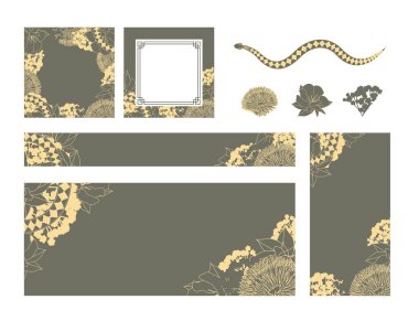 Chinese New Year 2025 web social media templates snake elements various sizes 8 grenoble green clipart