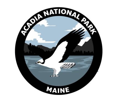 Acadia Ulusal Parkı Maine Osprey Vektör Logosu
