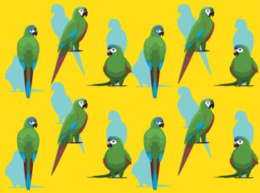 Papağanlar Mini Macaw Kuş Çizgi Filmi Sevimli Kusursuz Duvar Kağıdı Arkaplanı