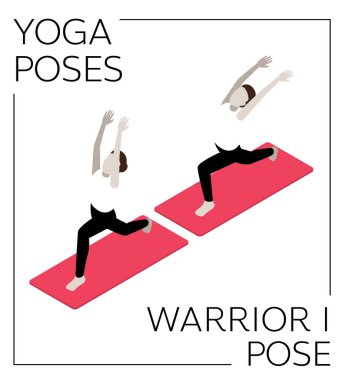 Yoga Poz Savaşçısı I Isometric Vektör Set