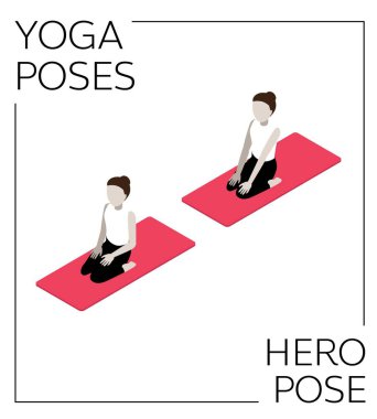 Yoga Poz Kahramanı Isometric Vektör Kümesi