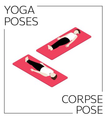 Yoga Poz Ceset Isometric Vektör Kümesi