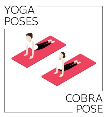 Yoga Poz Kobra Isometric Vektör Kümesi