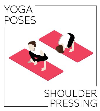 Yoga Poz Omuz Baskısı Isometric Vektör Ayarları