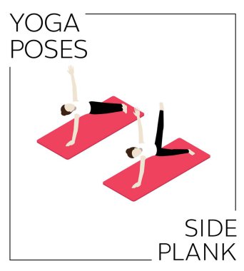 Yoga Poz Kenar Plankı Isometric Vektör Ayarları