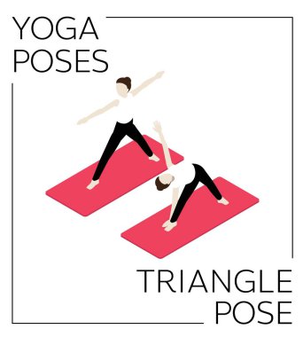 Yoga Üçgen Poz İsometric Vektör Ayarları