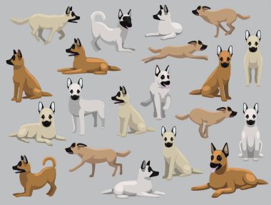 Köpek Belçika Malinois Çeşitli Renkler Çizgi Film Vektörü Karakteri
