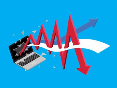 Fatura Krizi Kıran Laptop Ekran Isometric Vektör Ayarları