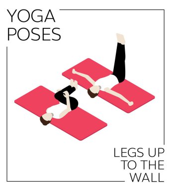 Yoga Poz Bacakları Duvar Isometric Vektör Kümesine
