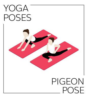 Yoga Güvercin Pozu Isometric Vektör Kümesi