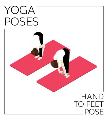 Ayaktan Ayaklara Yoga Eli Isometric Vektör Ayarları