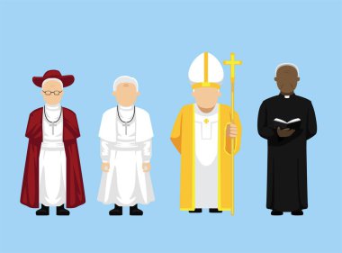 Papa Kardinal Rahip Hristiyan Kıyafet Vektörü İllüstrasyonu
