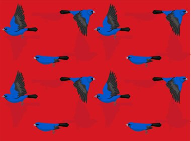 Kuş Indigo Bunting Şirin Çizgi Film Karakteri Kusursuz Duvar Kağıdı Arkaplanı