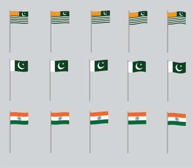 Hindistan Pakistan Kaşmir Bayrak Canlandırma Vektörü Ayarları