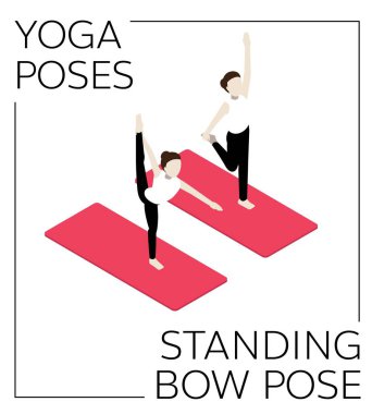 Yoga Duruşu Yaylı Poz Isometric Vektör Ayarları